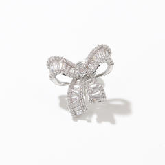 Diamond bow copper clip on earrings(1pcs price)