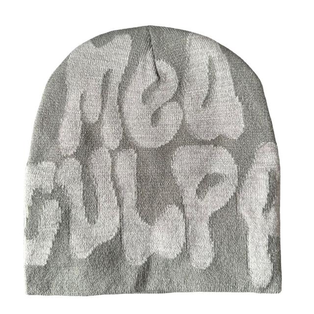 Korean fashion letter pattern knitted beanie