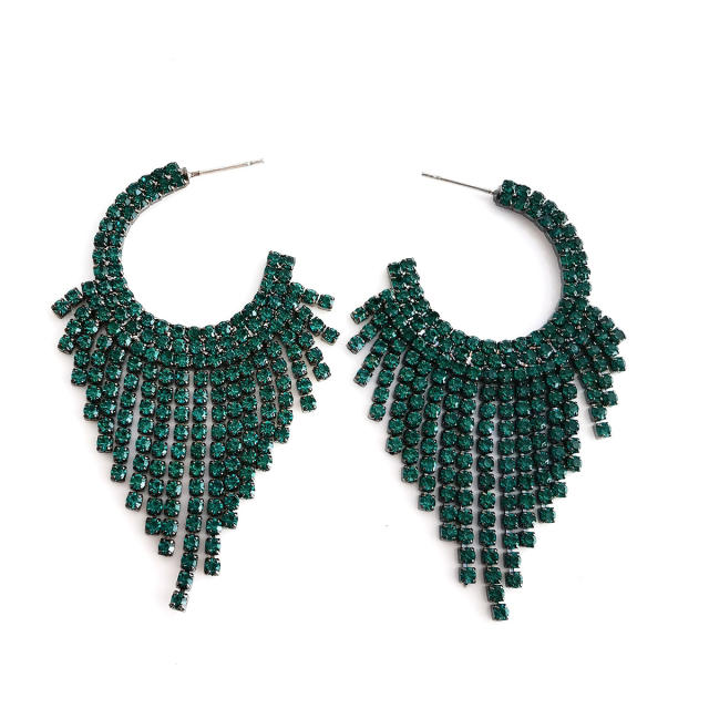 Luxury colorful diamond tassel earrings