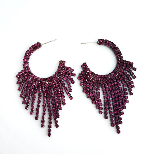Luxury colorful diamond tassel earrings