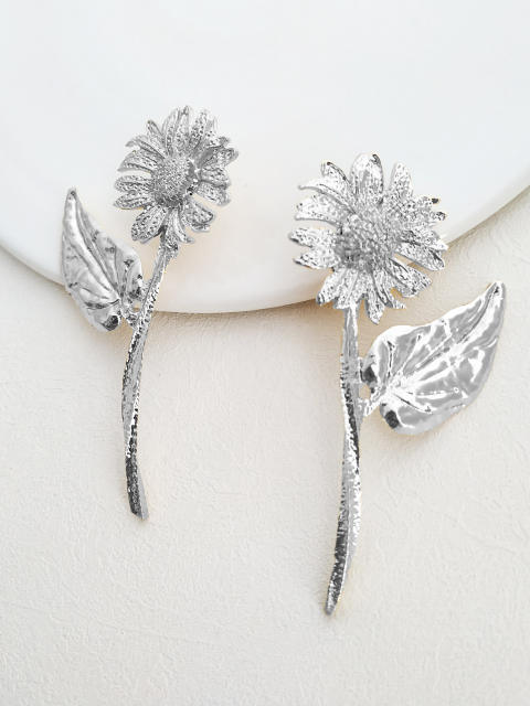 Summer design metal sunflower boho earrings