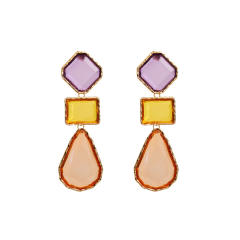 Boho chunky color resin geometric alloy earrings