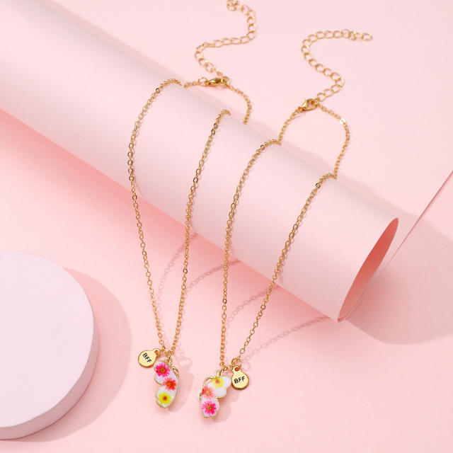 Sweet butterfly color enamel BFF Magnetic attraction necklace set