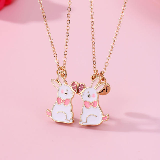 Sweet easter rabbit Magnetic attraction BFF necklace
