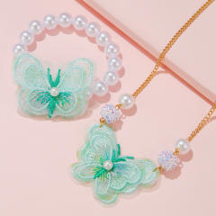 Hot sale sweet lace butterfly kids jewelry set