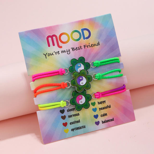 Enamel unicorn BFF elastic mood bracelet set