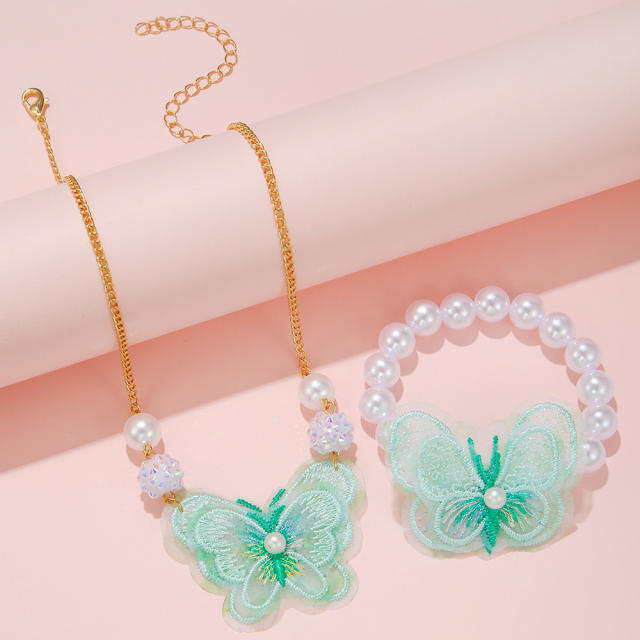 Hot sale sweet lace butterfly kids jewelry set