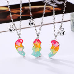 3pcs popular heart Magnetic attraction BFF necklace