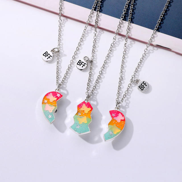 3pcs popular heart Magnetic attraction BFF necklace