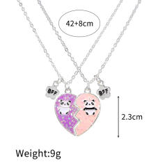 Cute panada heart shape BFF necklace set