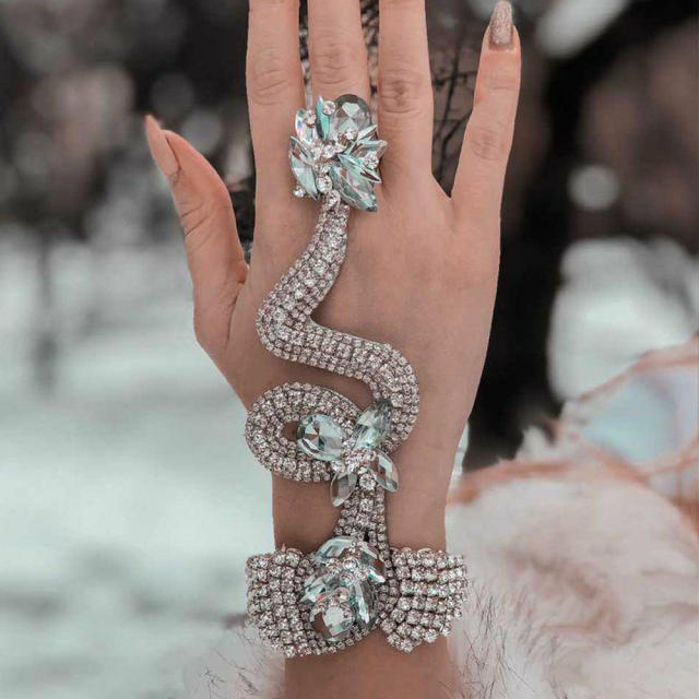 Luxury chunky snake diamond ring bracelet