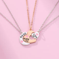 3pcs matching heart pendant BFF necklace set
