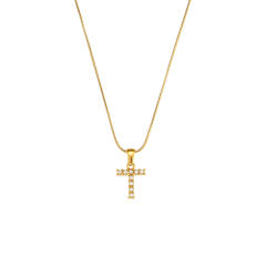 18KG pearl initial letter pendant snake chain stainless steel necklace