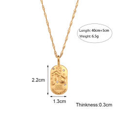 Vintage zodiac pendant stainless steel necklace