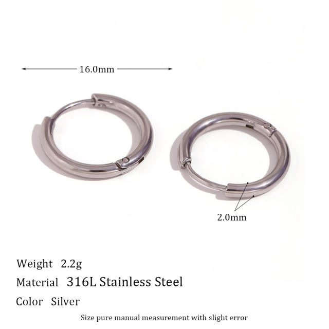 Concise stainless steel hoop earrings