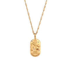 Vintage zodiac pendant stainless steel necklace