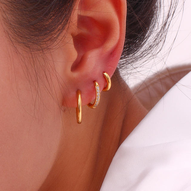 Delicate diamond stainless steel hoop earrings