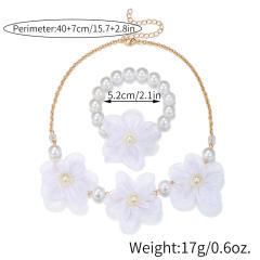 Sweet mesh flower cute kids jewelry set