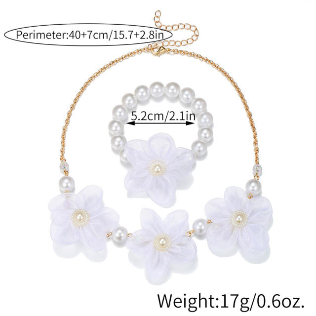 Sweet mesh flower cute kids jewelry set