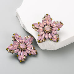 Chunky color glass crystal statement star earrings
