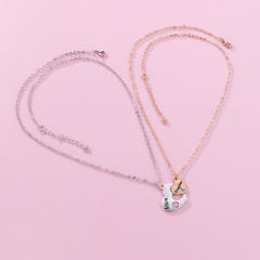 Mom daughter matching heart mother's day necklace