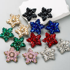 Chunky color glass crystal statement star earrings