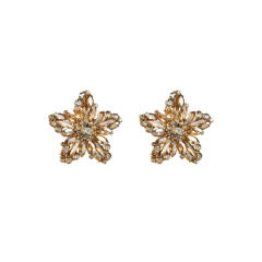 Chunky color glass crystal statement star earrings