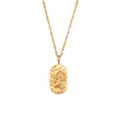 Vintage zodiac pendant stainless steel necklace