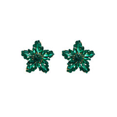 Chunky color glass crystal statement star earrings