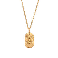 Vintage zodiac pendant stainless steel necklace
