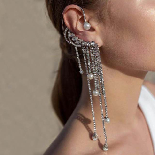 Luxury diamond tassel pearl ear wrap(1pcs price)
