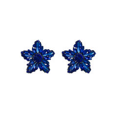 Chunky color glass crystal statement star earrings
