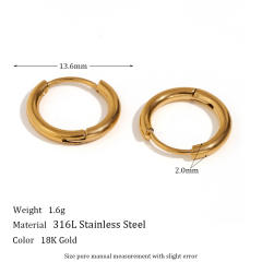 Concise stainless steel hoop earrings