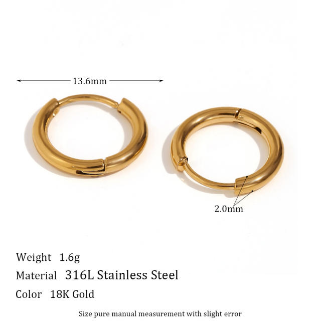 Concise stainless steel hoop earrings