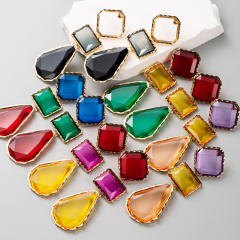Boho chunky color resin geometric alloy earrings