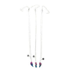 3pcs gliter sequins heart BFF necklace set