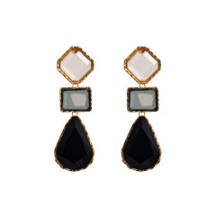 Boho chunky color resin geometric alloy earrings