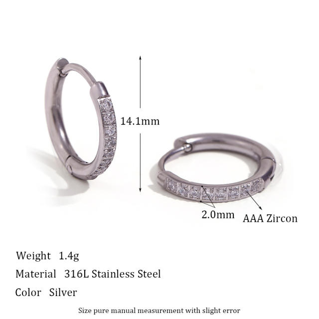 Delicate diamond stainless steel hoop earrings