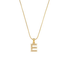 18KG pearl initial letter pendant snake chain stainless steel necklace