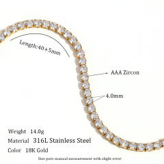 2mm delicate tennis chain stainless steel choker necklace