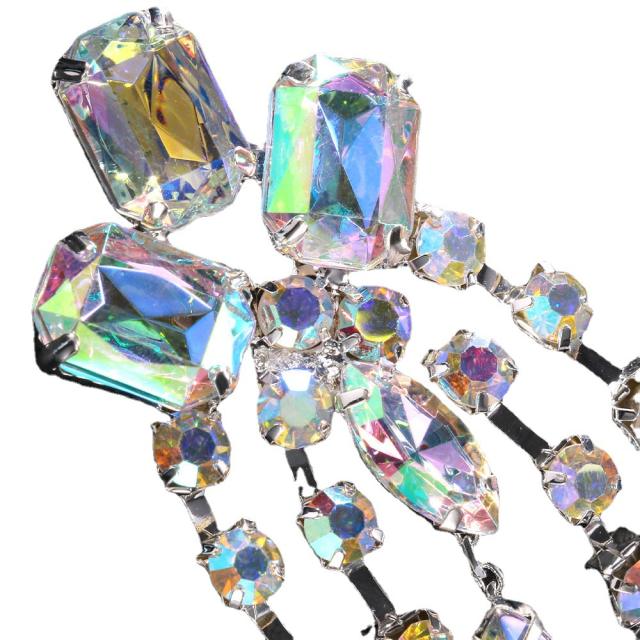 Chunky AB glass crystal statement tassel earrings