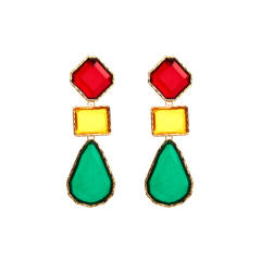 Boho chunky color resin geometric alloy earrings