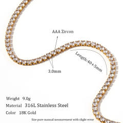 2mm delicate tennis chain stainless steel choker necklace