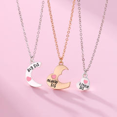 3pcs matching heart pendant BFF necklace set