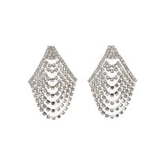 Luxury diamond chain tassel earrings