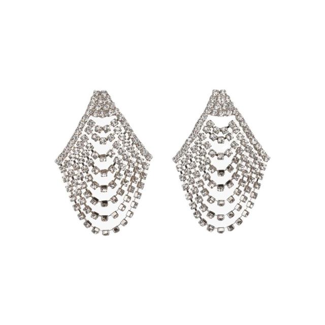 Luxury diamond chain tassel earrings