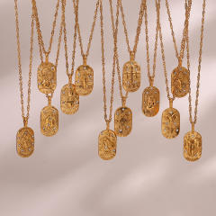 Vintage zodiac pendant stainless steel necklace