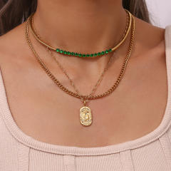 Vintage zodiac pendant stainless steel necklace