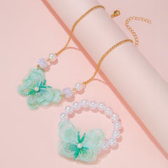 Hot sale sweet lace butterfly kids jewelry set