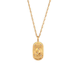 Vintage zodiac pendant stainless steel necklace